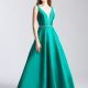 Smaragdo spalvos mikado proginė suknelė
