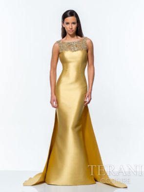 Ilga prabangi auksinė suknelė 151E0297